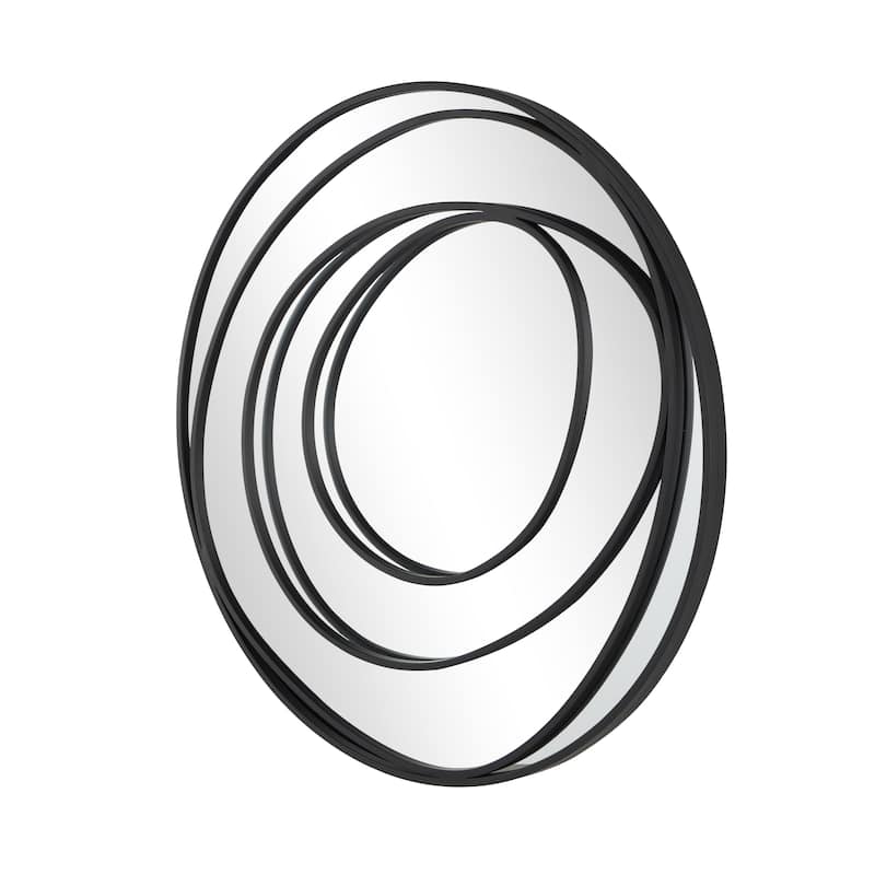 Metal Abstract Wall Mirror with Overlapping Circles - Black - Roche River Decor - 1"W x 32"L x 32"H