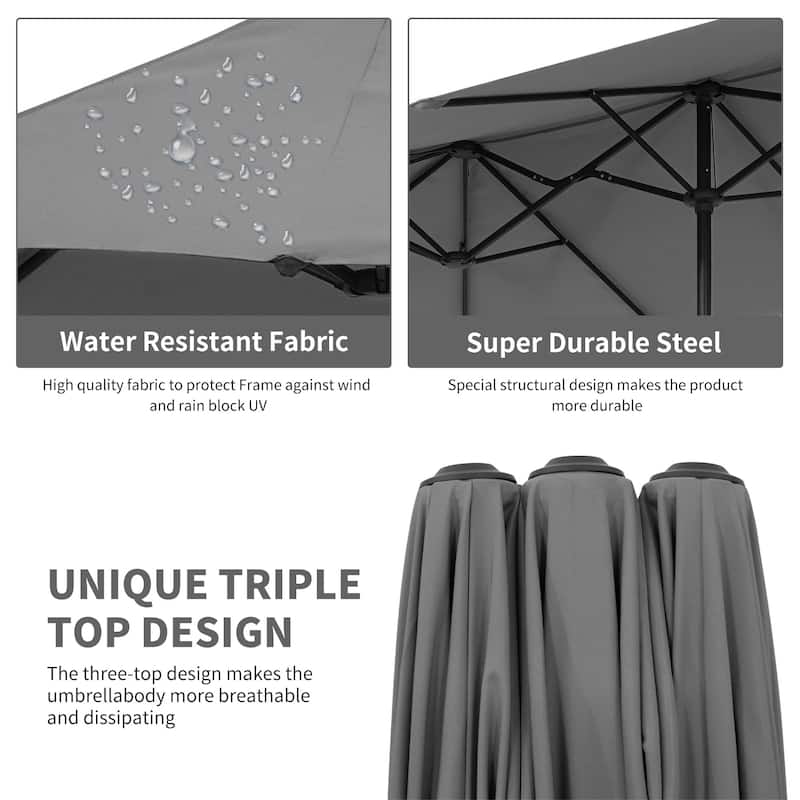 Ainfox 13FT/15FT Patio Umbrella Large Outdoor Umbrella with Base
