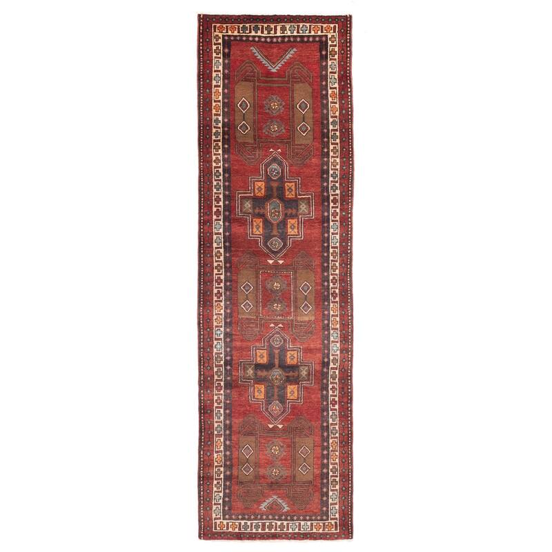 ECARPETGALLERY Hand-knotted Konya Anatolian Dark Red Wool Rug - 3'6 x 12'7