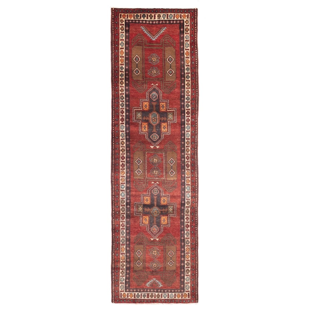 ECARPETGALLERY Hand-knotted Konya Anatolian Dark Red Wool Rug - 3'6 x 12'7