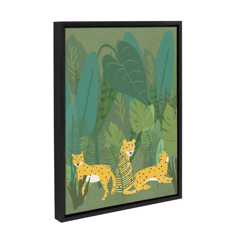 Kate and Laurel Sylvie Cheetahs Framed Canvas by Queenbe Monyei