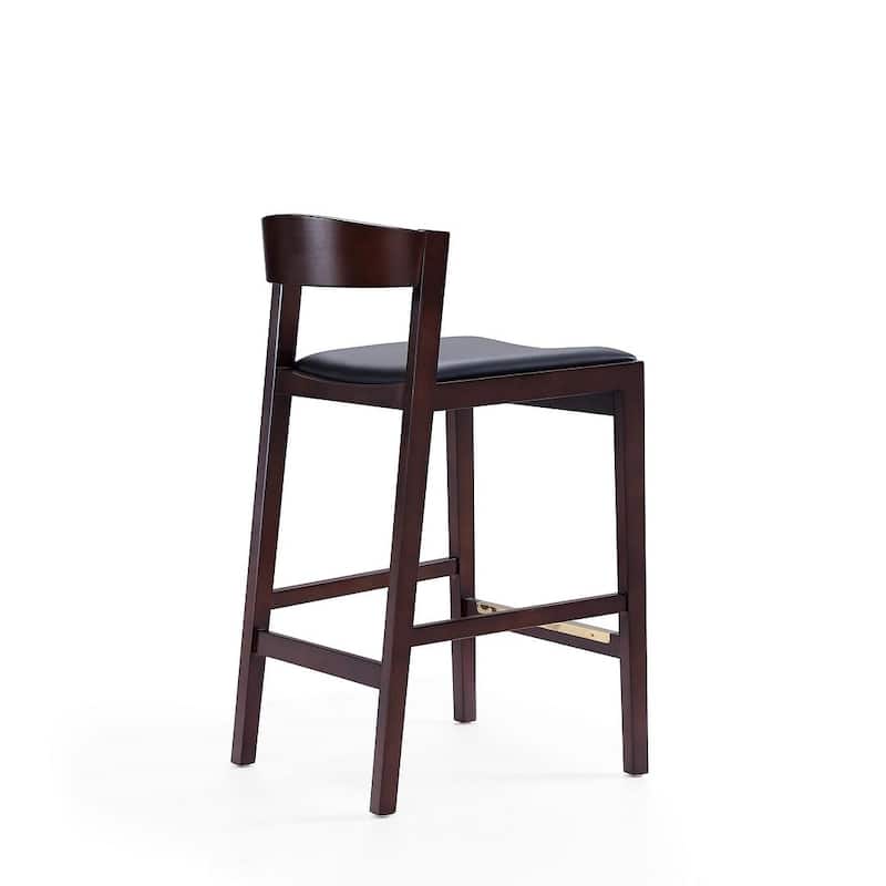 Manhattan Comfort Klismos 36.75 in. Dark Walnut Beech Wood Counter Height Bar Stool (Set of 3)