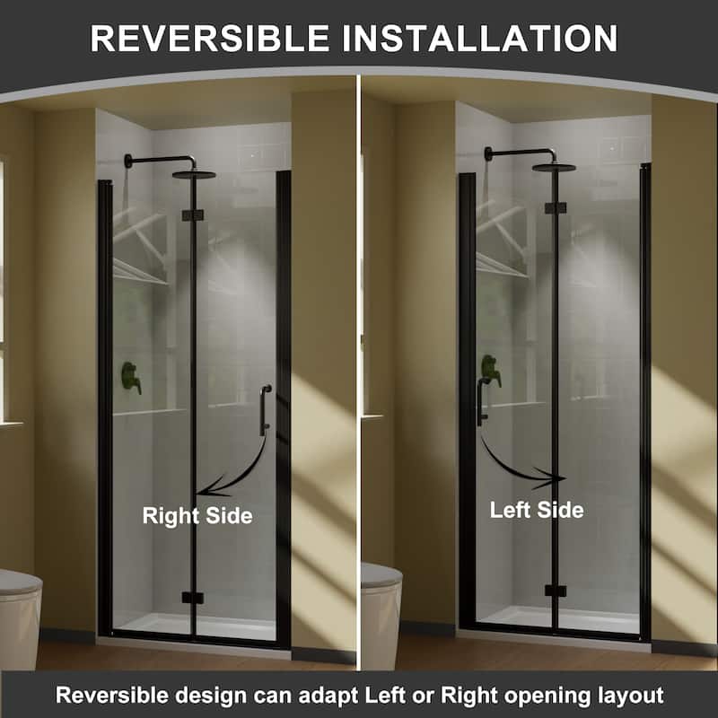 Bifold Semi-Frameless Shower Door with Clear Glass