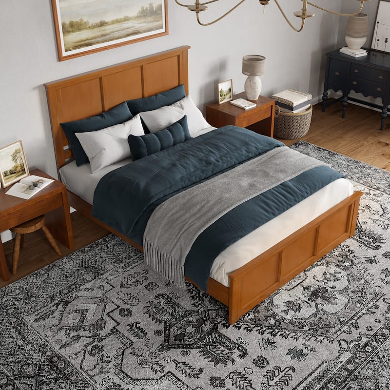 Charlotte Solid Wood Low Profile Platform Bed with Matching Footboard