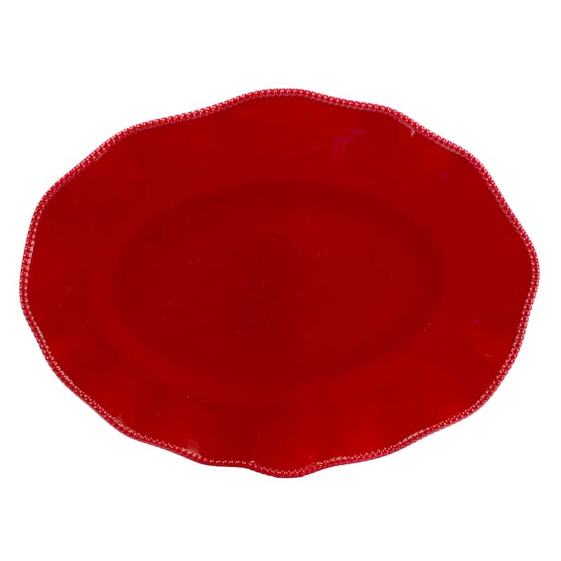 Certified International Perlette Red Melamine 2 pc Platter Serving Set - 19" x 9" x 1.25"