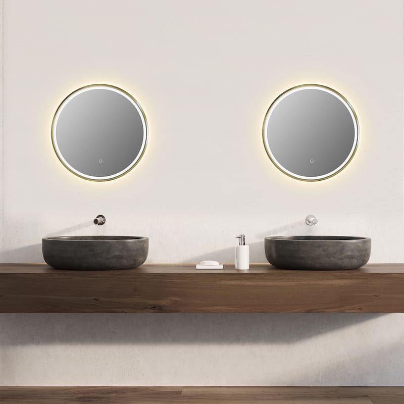 Altair Palme Round Framed Bathroom LED Lighted Wall Mirror