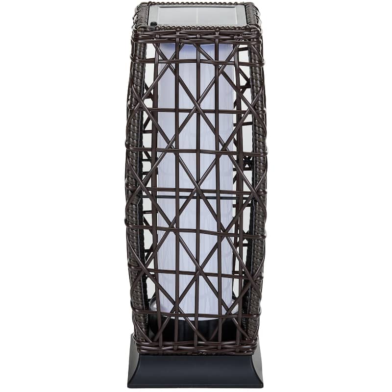 Solar Floor Lantern Outdoor Wicker Light with LED 7"x19" Weatherproof