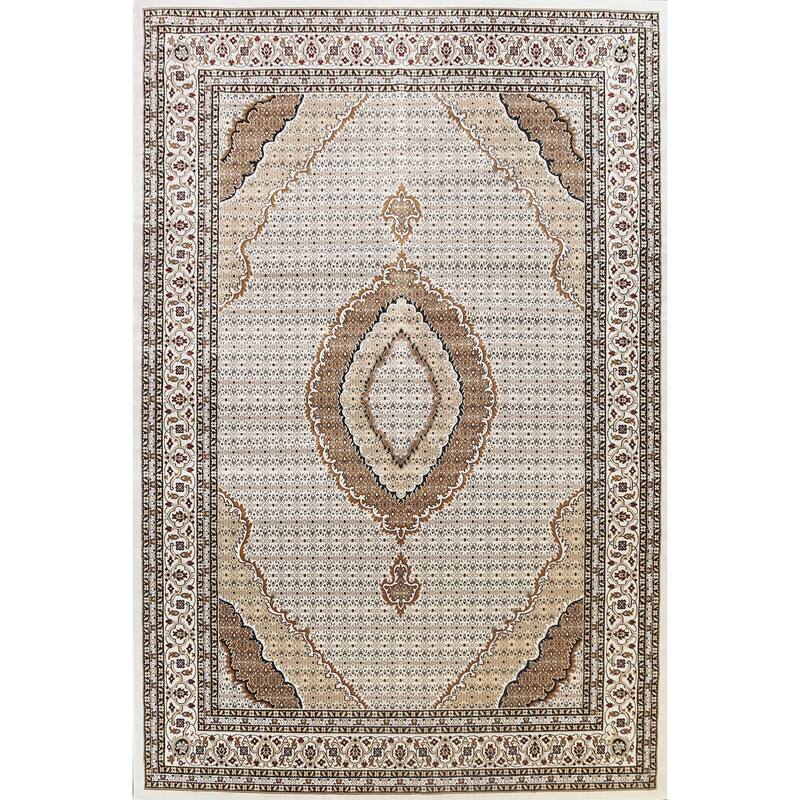 Geometric Tabriz Mahi Turkish Traditional Area Rug Oriental Carpet - 9'0" x 12'0"