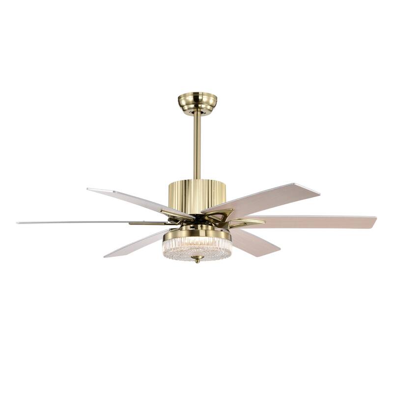 52 in. Smart Indoor Gold Ceiling Fan with Integrated LED with 6 Plywood Blade and Remote Control