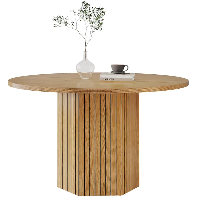 Oak Wood Round Dining Table, Kitchen Living Room Bistro Accent Table