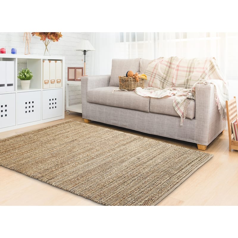 Sevita Organic Jute Geometric Area Rug, Tan and Gold