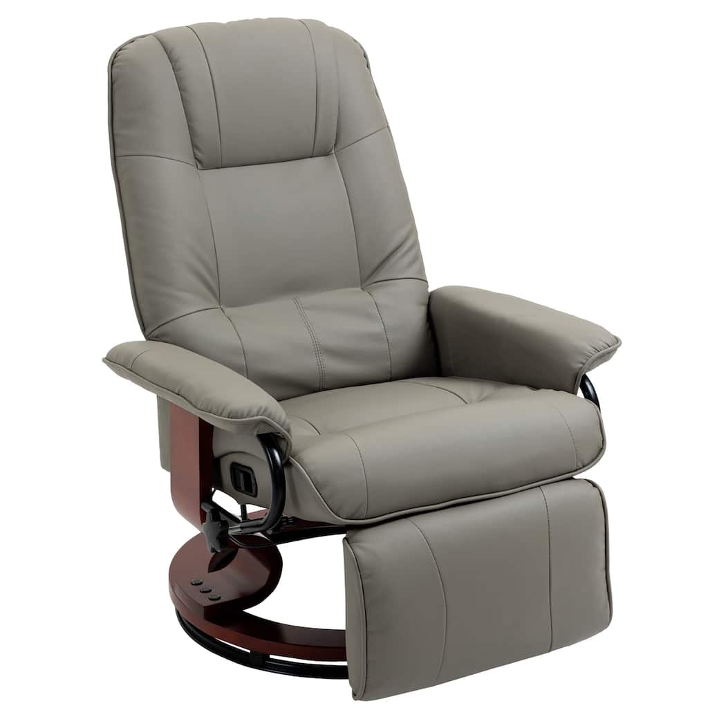 Manual Recliner with Swivel Wood Base Padded Armrest