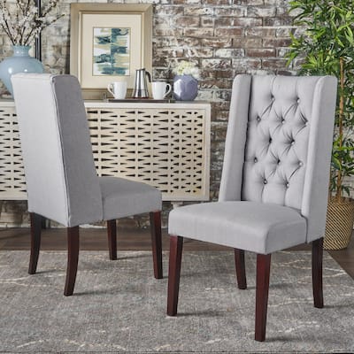 2 Piece Button Tufted Dining Chairs with Upholstered High Back Birch Legs for Dining Room Kitchen Bedroom Living Room Dresser