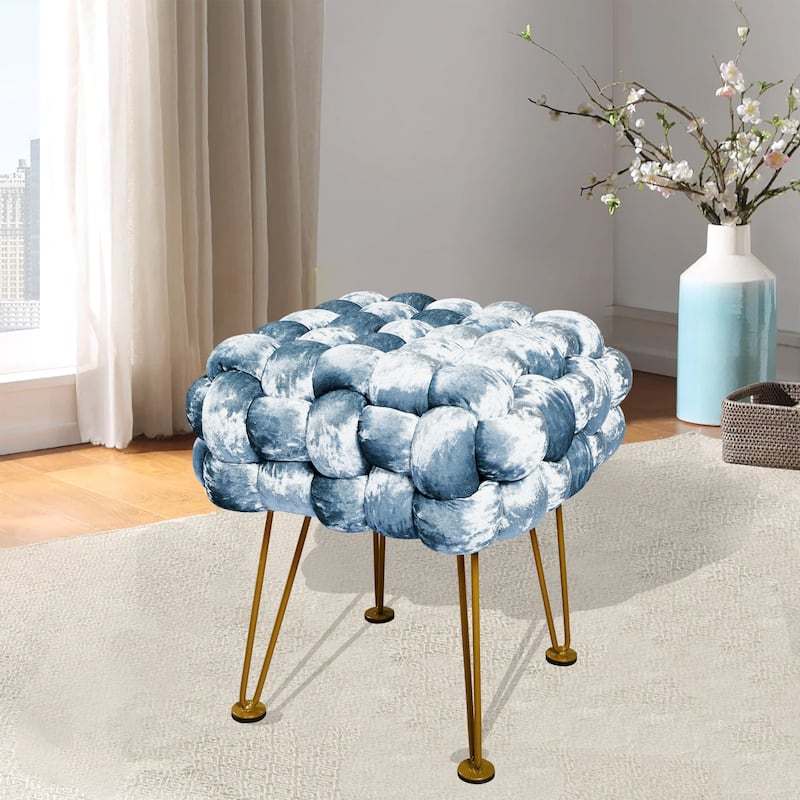 Home Soft Things Crushed Velvet Pouf Stool Ottoman