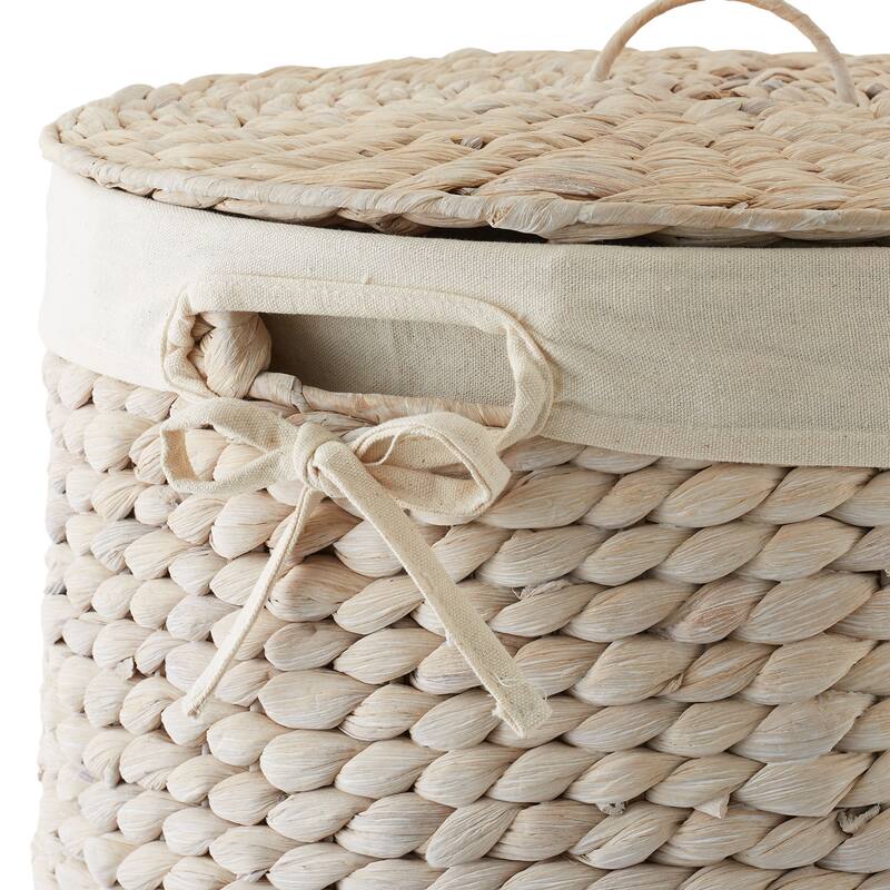 Round Laundry Hamper Basket with Lid and Liner for Clothes