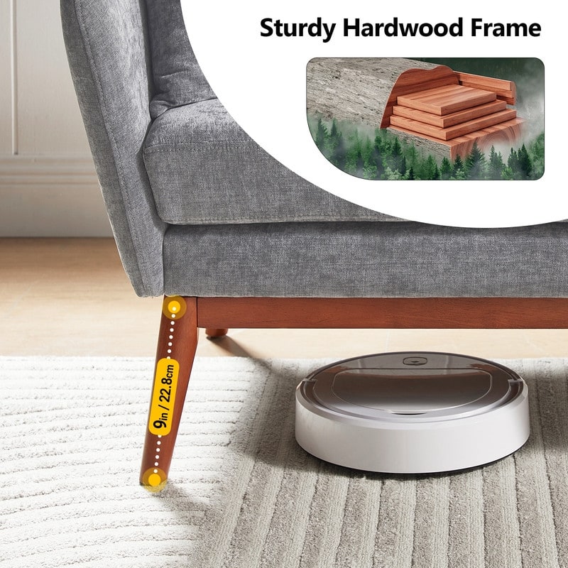 Linen Blend Mid-Century Modern Small Spaces Loveseat Two-Seater Sofa With Solid Wood Base