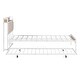 preview thumbnail 9 of 13, Metal Frame Platform Low Profile Queen Bed wTrundle, Headboard, White