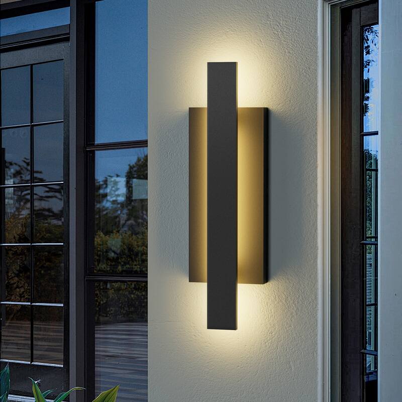 Black Aluminum Integrated LED Outdoor Wall Sconce