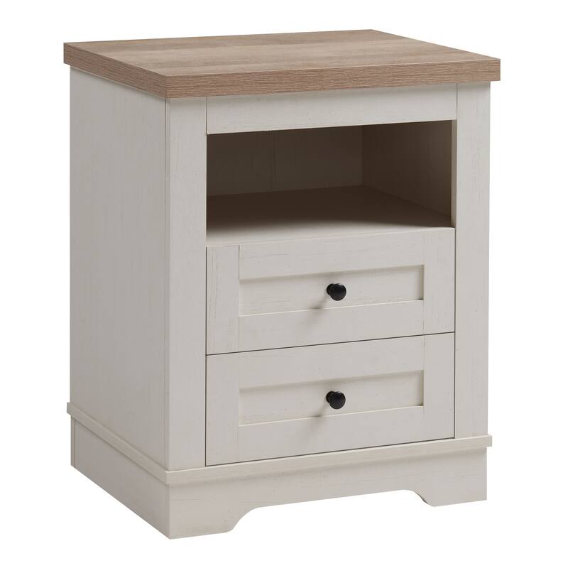 Farmhouse Nightstand with 2 Drawers Storage Cabinet for Bedroom