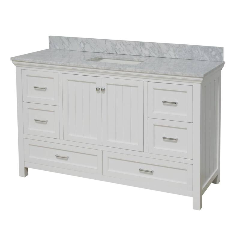 KitchenBathCollection Paige 60" Single Bathroom Vanity with Carrara Marble Top