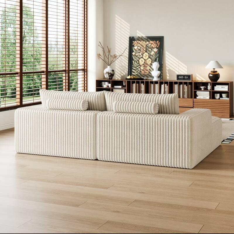 Roomfitters 102" Modern Sectional Lounge Chaise, Cloud Plush Loveseat Sleeper Sofa Bed, No Assembly Recliner Couch