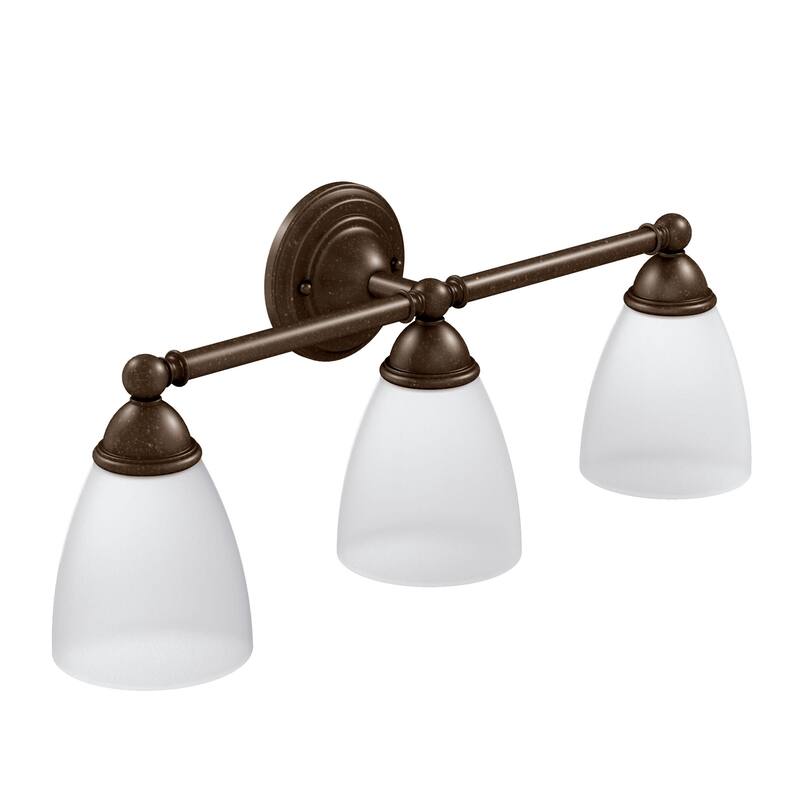 Moen 3 Light Bathroom Vanity Light with Frosted Shades from the