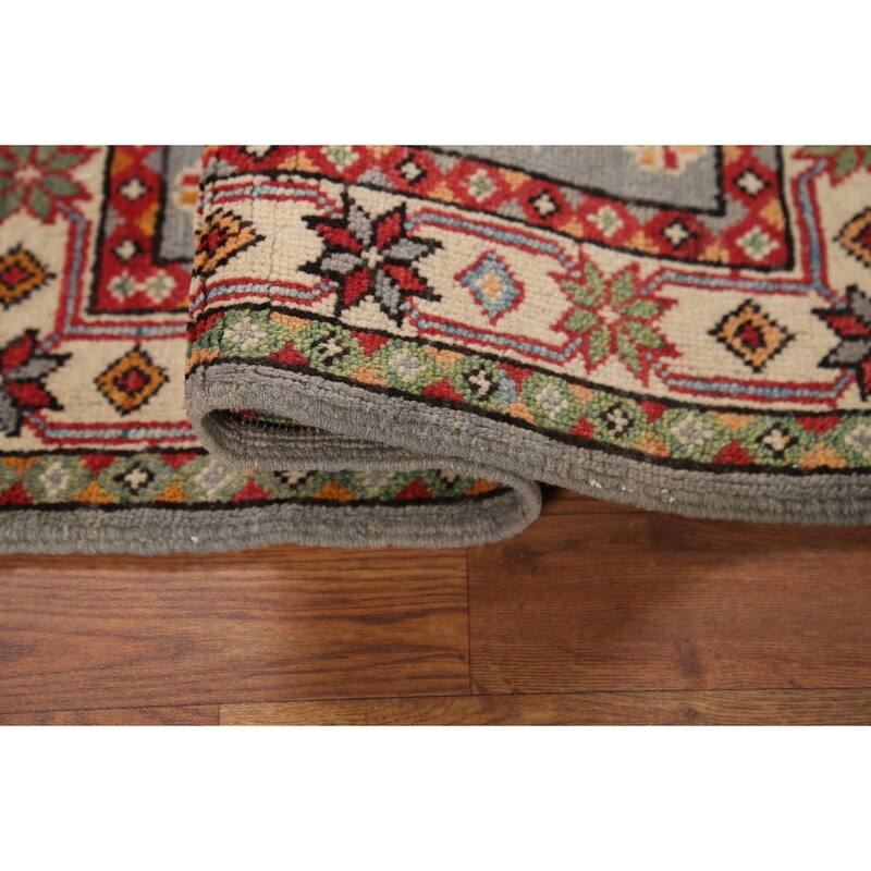 Geometric Kazak Accent Rug Hand-Knotted Traditional Wool Carpet - 2'1"x 2'10"