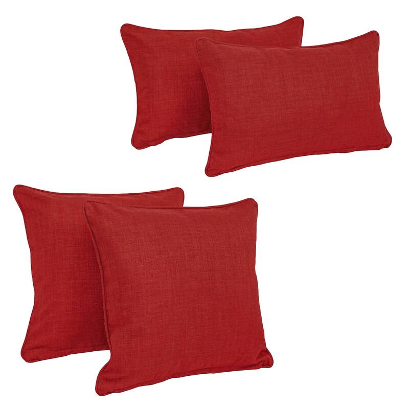 Blazing Needles Delaney Indoor/Outdoor Throw Pillow Set (Set of 4) - Papprika