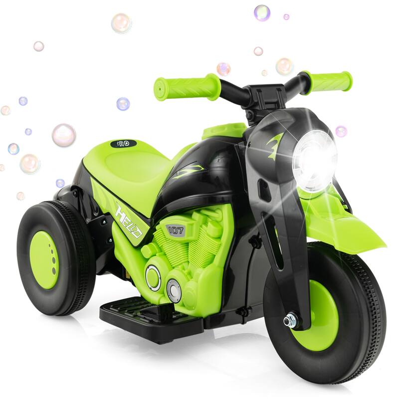 6V Kids Electric Ride on Motorcycle with Bubble Maker and Music - 32"x 14" x 17" - Green