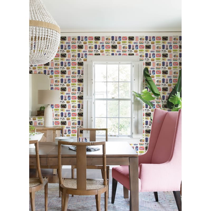 Rachel Antonoff Cream Sardine Tins Peel Stick Wallpaper