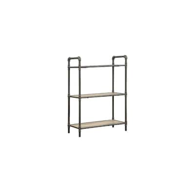 Metal and Wood 3-Tier Vertical Bookcase with Fixed Shelves for Bedroom and Living Room Storage - 36”H x 26”W x 14”D