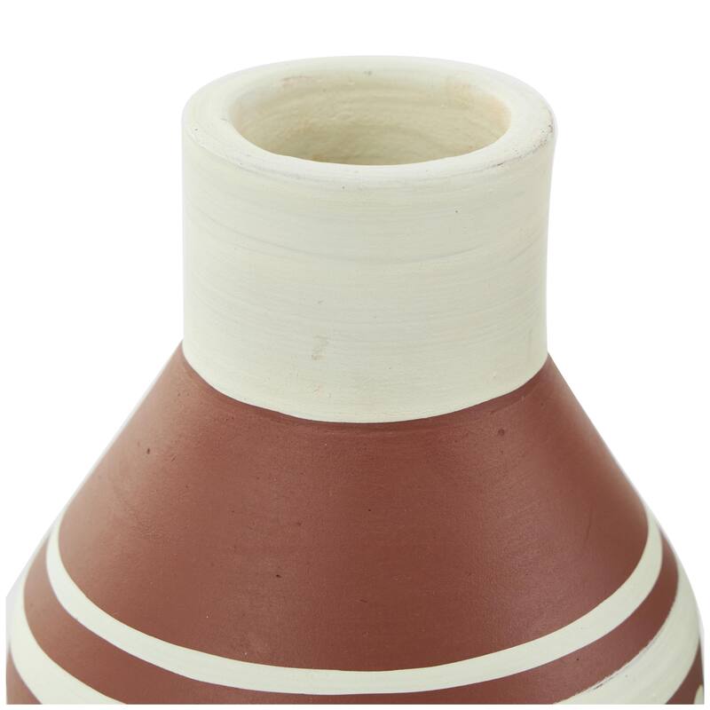 Ceramic Floral Decorative Vase with 3 Different Patterns and Shapes - Set of 3 Orange - Roche River Decor