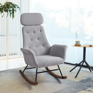 Modern Nursery Rocking Chair, Teddy Fabric Upholstered Glider Rocker ...