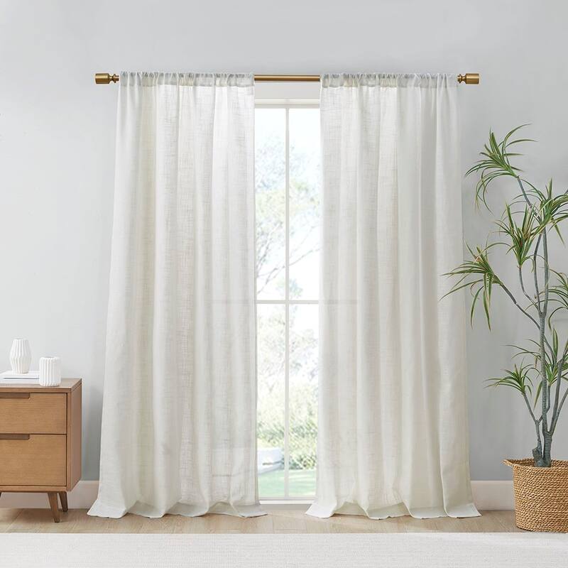 Linen Blend Light Filtering Curtain Panel Pair(2 Pcs Window Panels)