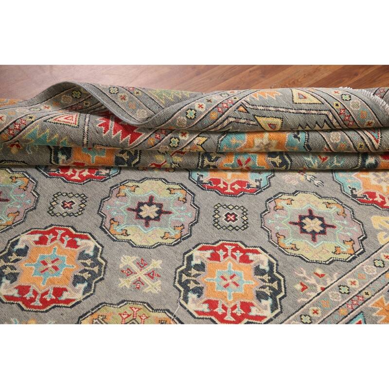 All-Over Kazak Area Rug Hand-Knotted Wool Carpet - 6'9" x 9'8"