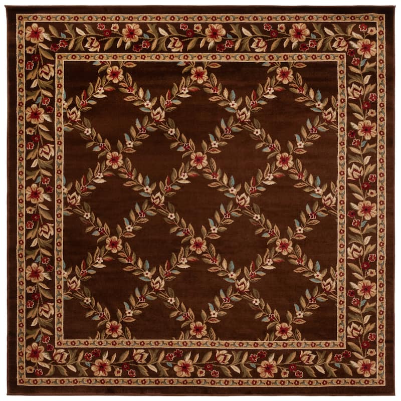 SAFAVIEH Lyndhurst Arenda Traditional Oriental Trellis Rug - 6'7" Square - Brown/Brown