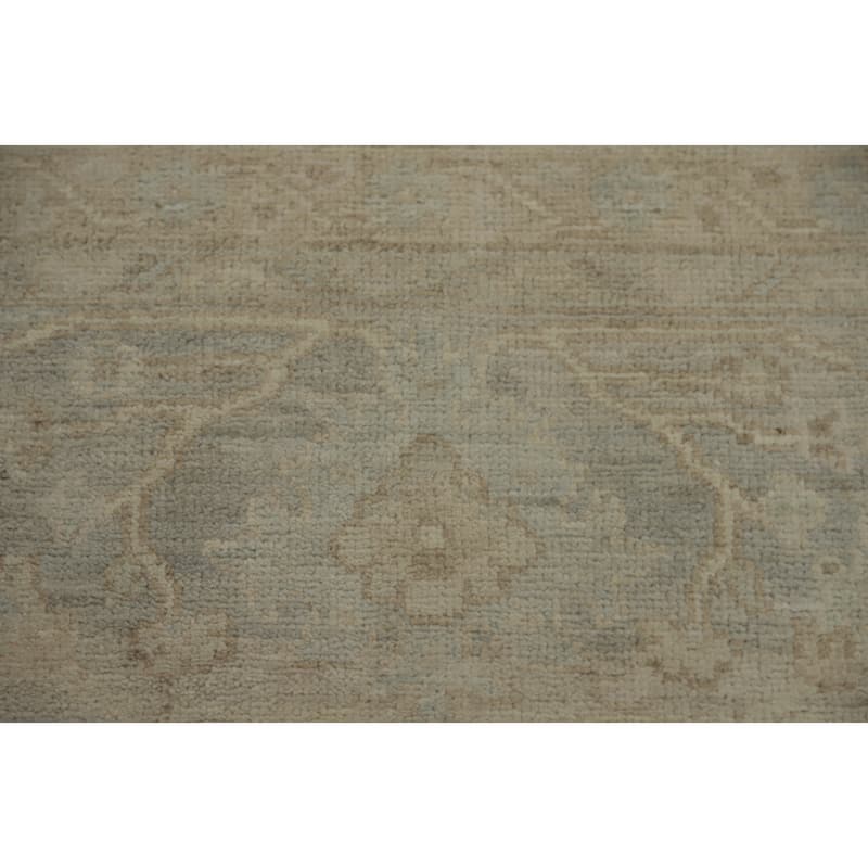 Vegetable Dye Wool Oushak Turkish Area Rug, Floral Geometric Carpet - 9' 9'' X 8' 0''