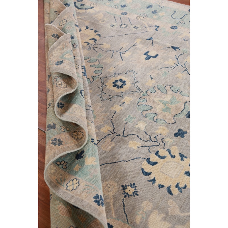 Hand Knotted Oriental 100% Wool Carpet Transitional All-Over Purples Oushak Area Rug - 10' 2'' X 8' 0''