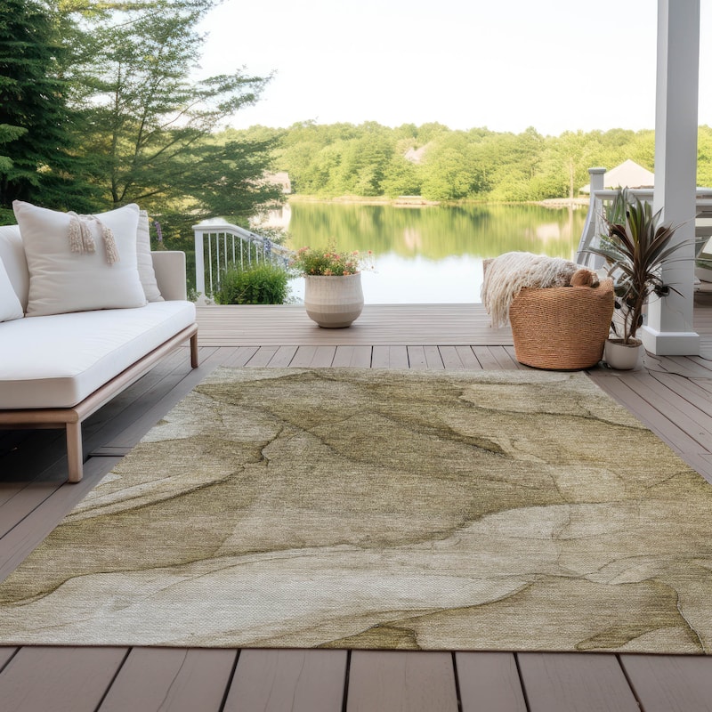Machine Washable Indoor/ Outdoor Chantille Contemporary Abstract Rug