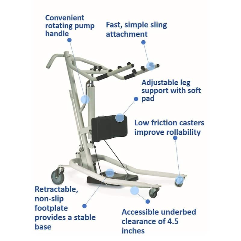 Invacare Sit-to-Stand Patient Lift, Hydraulic Stand Assist Lift Aid for Patient w/ 350lb Capacity