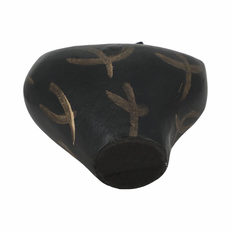 Metal Modern Sculptural Tribal Vase - Black/Gold