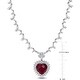preview thumbnail 3 of 2, Miadora Sterling Silver 47ct TGW Red and White Cubic Zirconia Heart Halo Station Necklace - 18 inch x 24 mm x 10 mm
