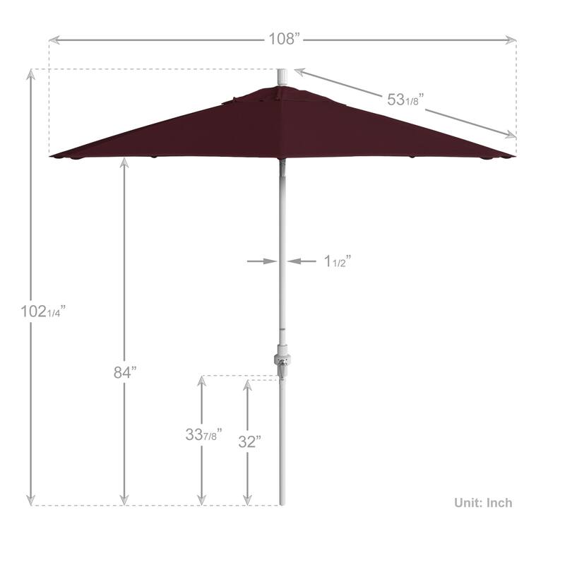 California Umbrella 9' Rd. Aluminum/Fiberglass Rib Patio Umb, Deluxe Crank Lift/Collar Tilt, White Finish, Pacifica Fabric