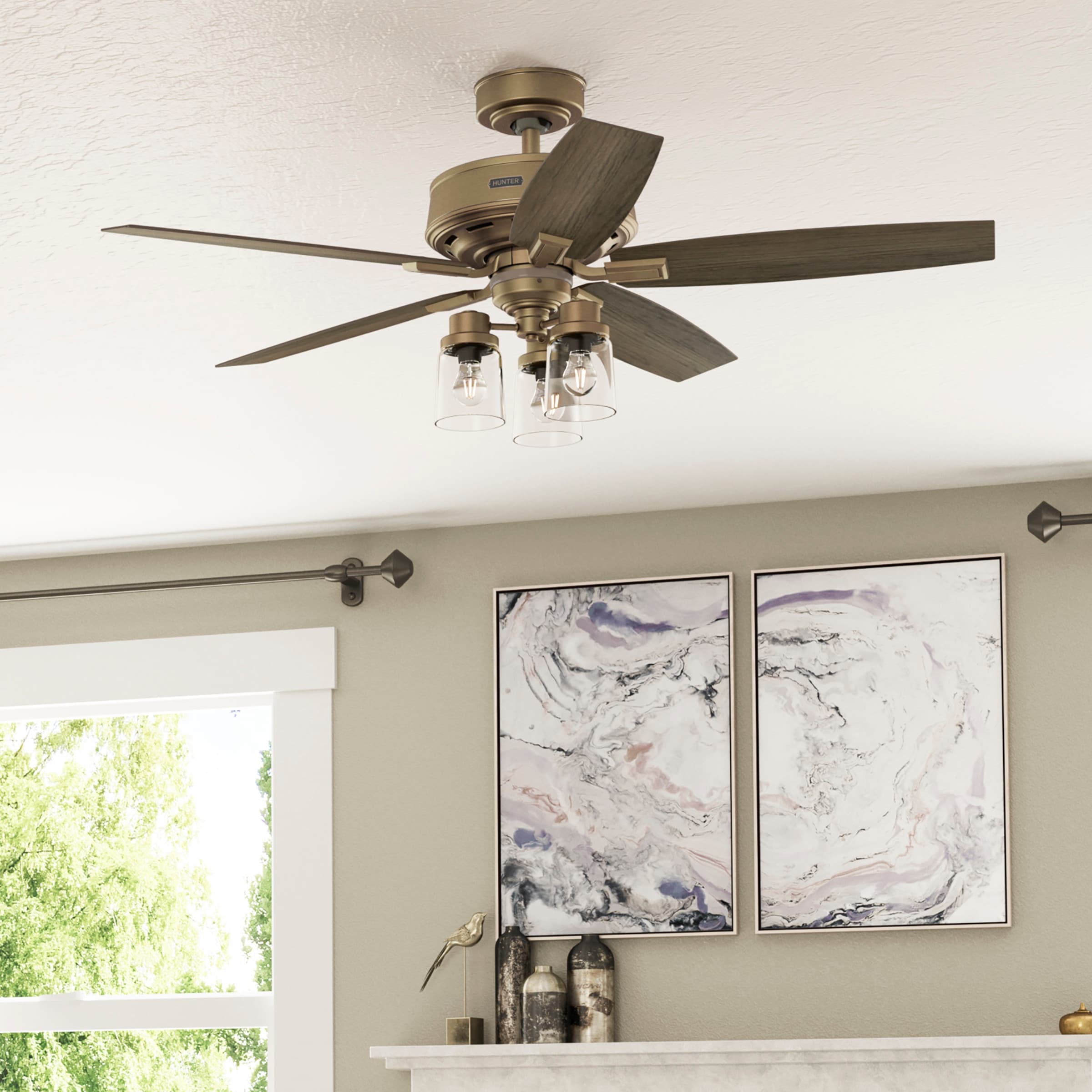Hunter 52" Ananova Ceiling Fan with LED Light Kit and Handheld Remote, Smart Fan