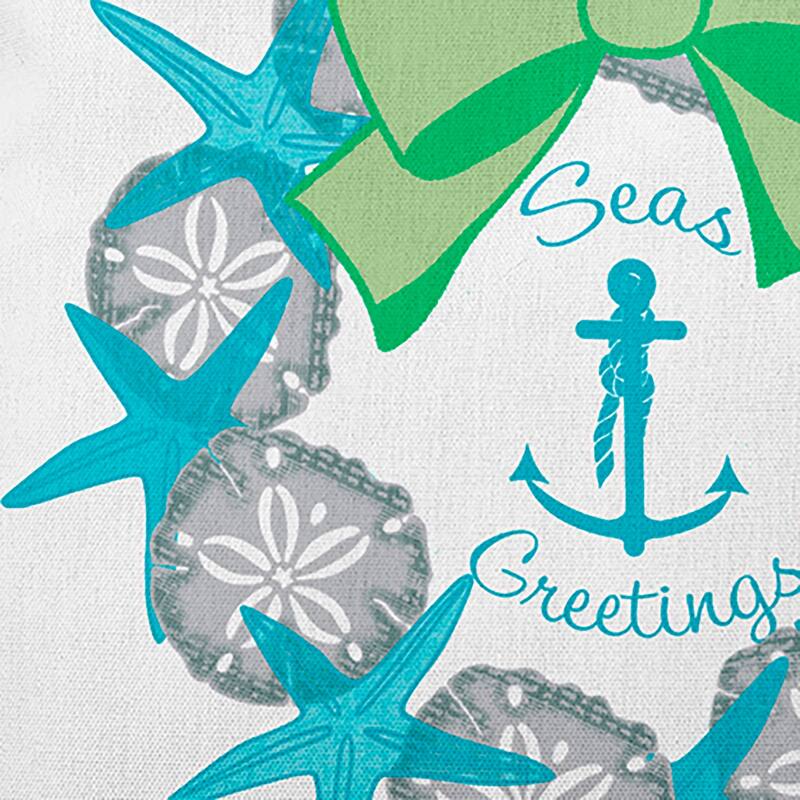 Seas and Greetings Wreath Beachy Christmas Accent Pillow
