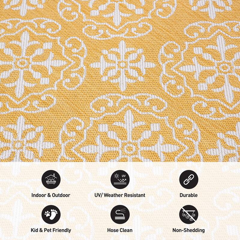 World Rug Gallery Transitional Geometric Textured Flat Weave Indoor/Outdoor Area Rug