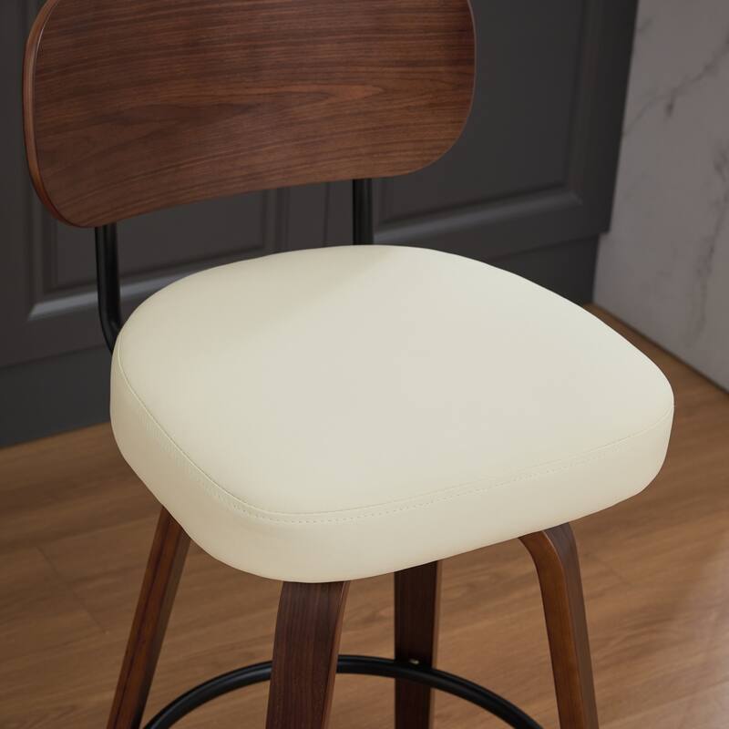 GDFStudio - Renley Rustic 26" Rattan Cane Back 360° Swivel Counter Height Bar Stools