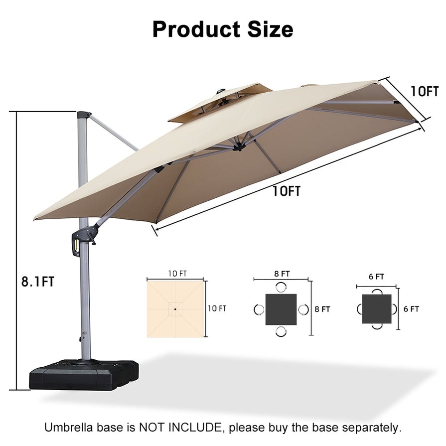 abba patio 10 ft deluxe square offset cantilever patio umbrella 10FT Vienna Outdoor Umbrella with 360 Rotation Design and Easy Tilt Adjustment UV 50+ Protection 8 Ribs for Backyard Garden Deck Pool Patio, Brown : Patio, Lawn & Garden comes equipped with a plethora of user PURPLE LEAF 10 ft. Square