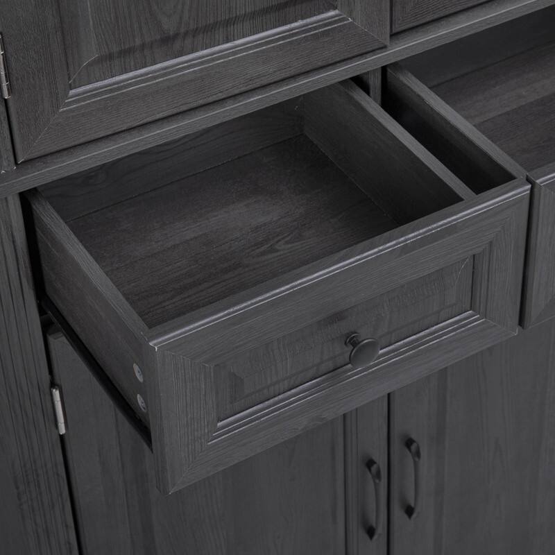 Freestanding 71" Tall Kitchen Pantry Cabinet with Pull-Out Organizers and Unique Embossed Texture for Organized Storage
