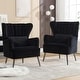 preview thumbnail 56 of 65, HOMYKA Modern Wingback Arm Chair Upholstered Accent Chair Set of 2 Black